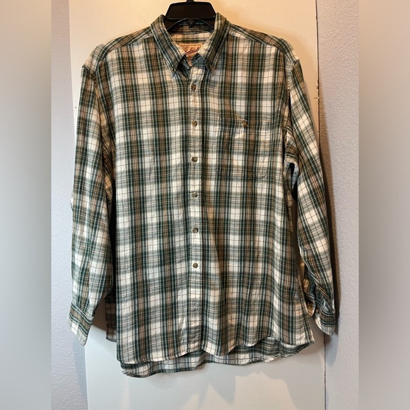 Woolrich Vintage Long Sleeve Button Down Size XL Dark Pine Plaid - Picture 2 of 11